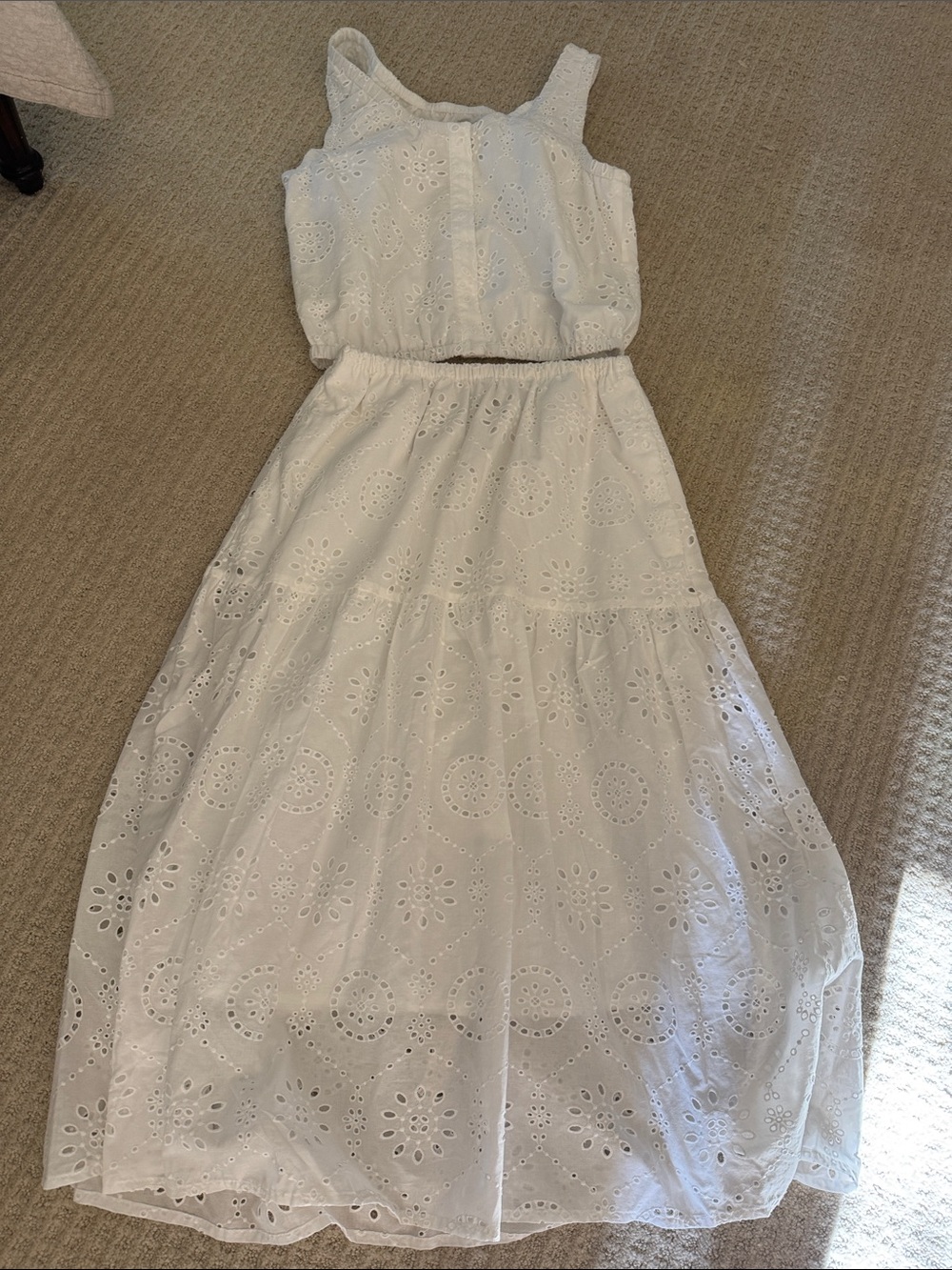 A New Day/White Eyelet Two-Piece Maxi Set